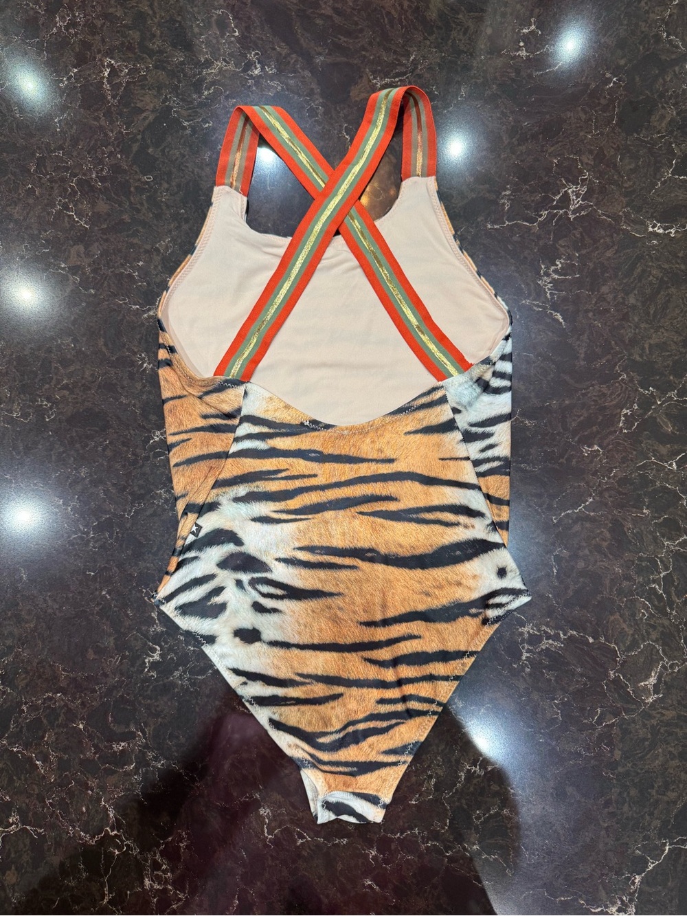 Molo Girl’s Tiger Print Swimsuit. - Picture 4 of 6